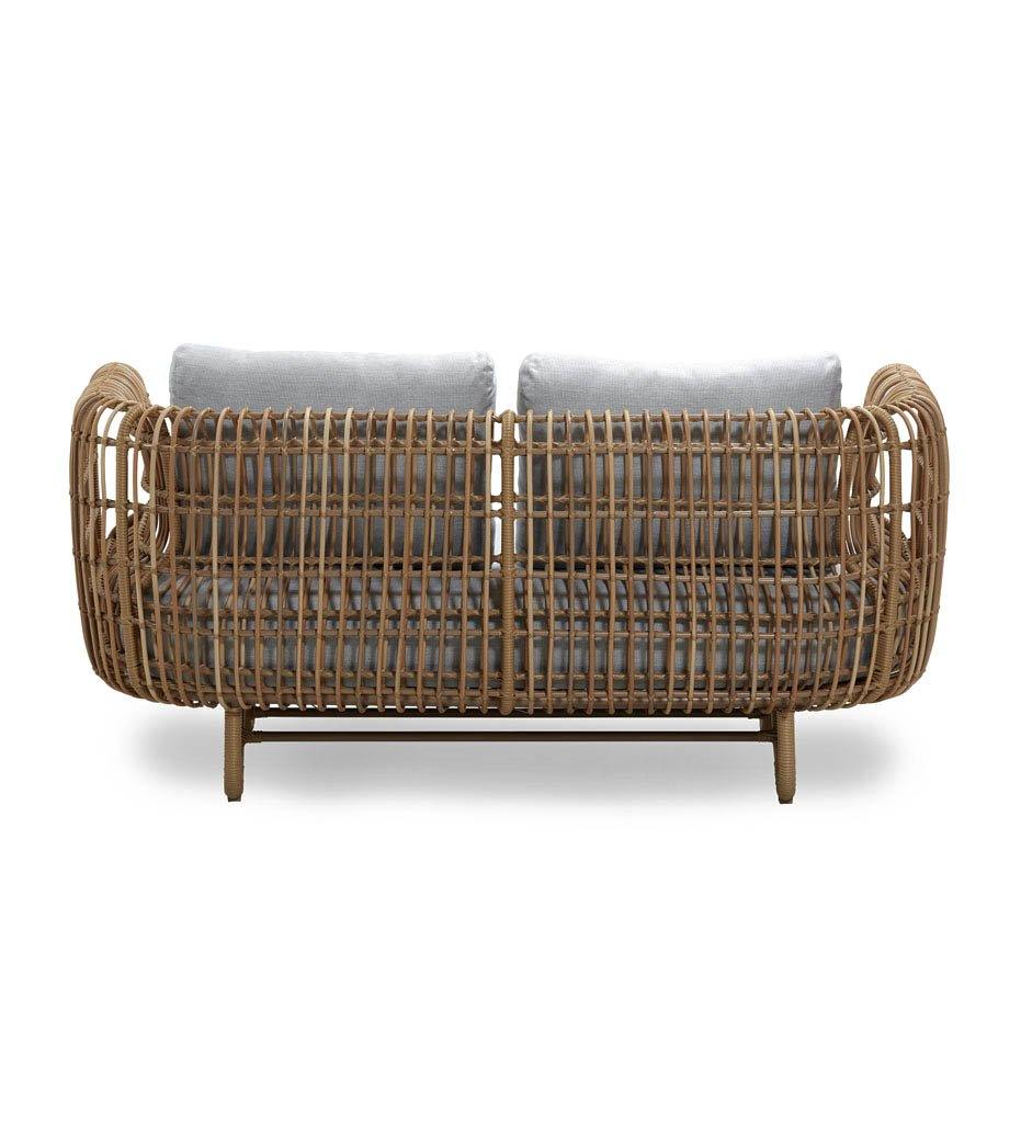 Cane-line Nest 2 Seater Outdoor Sofa in All Weather Natural Rattan and Light Grey Cushions 57522USL