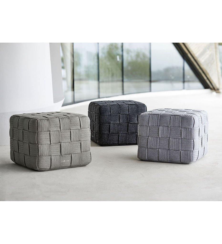 lifestyle, Cane-line Cube Footstool Outdoor Rope Ottoman