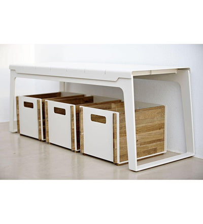 lifestyle, Cane-line Box Container Storage White or Lava Grey Aluminum and Teak Outdoor 5780