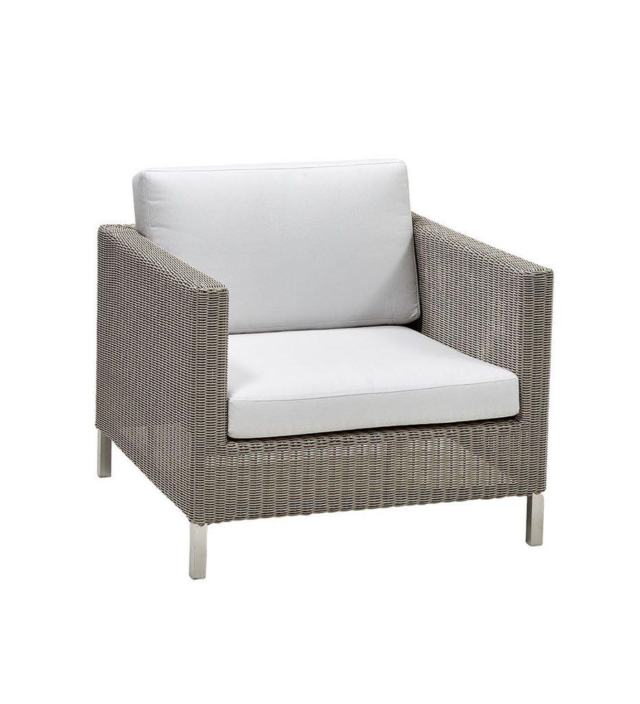 Cane-line Connect Outdoor Lounge Chair in Taupe All Weather Weave and White Cushions 5499T YS94