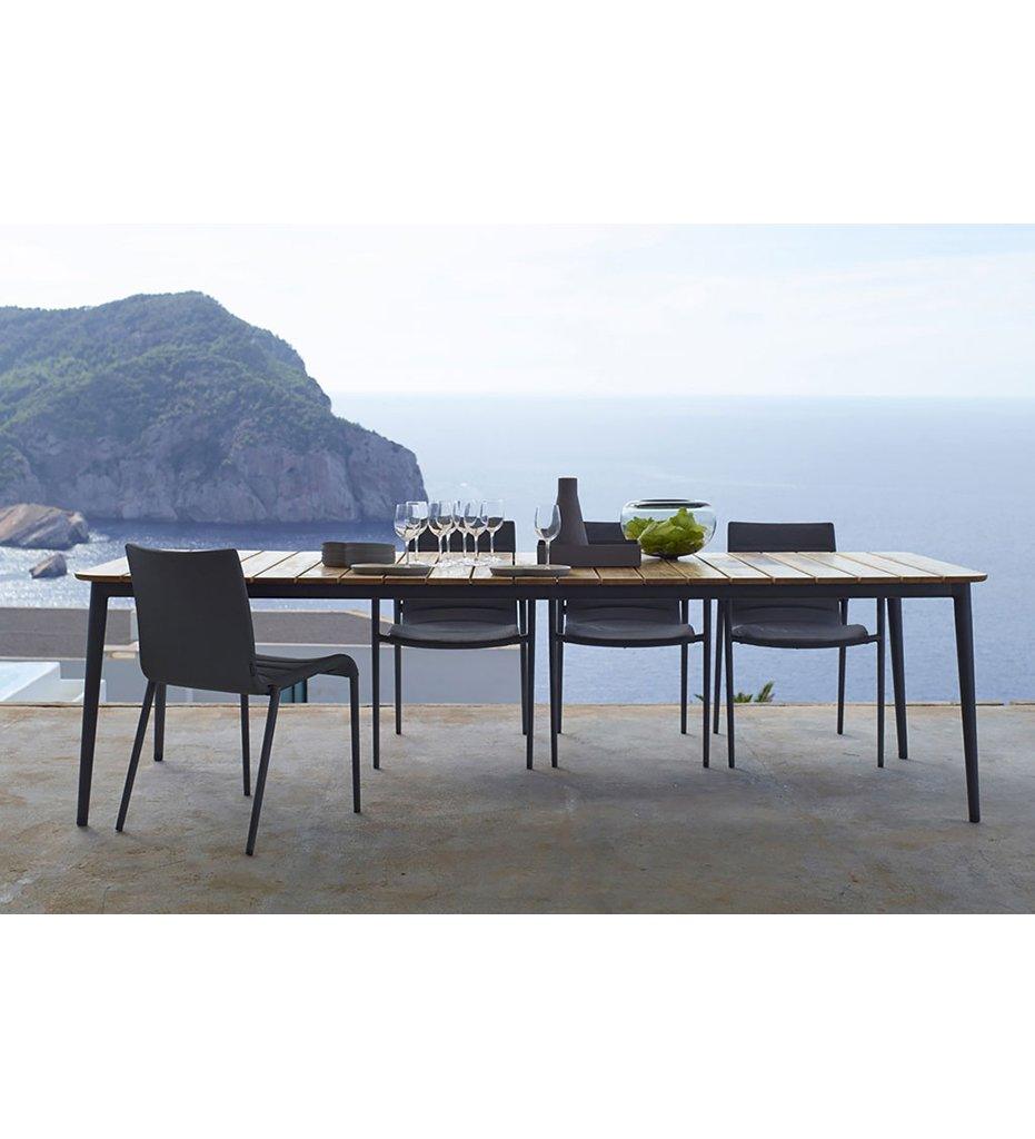 Cane-line Core Dining Table - Large 5029 Teak and Taupe Aluminum Outdoor