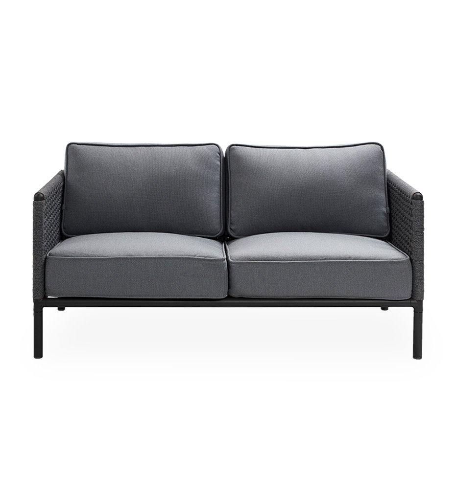 Cane-Line Encore 2 Seater Outdoor Sofa in Lava Grey Frame with Dark Grey Soft Rope,image:Lava Grey-Dark Grey ALAIG # 5571ALAIG