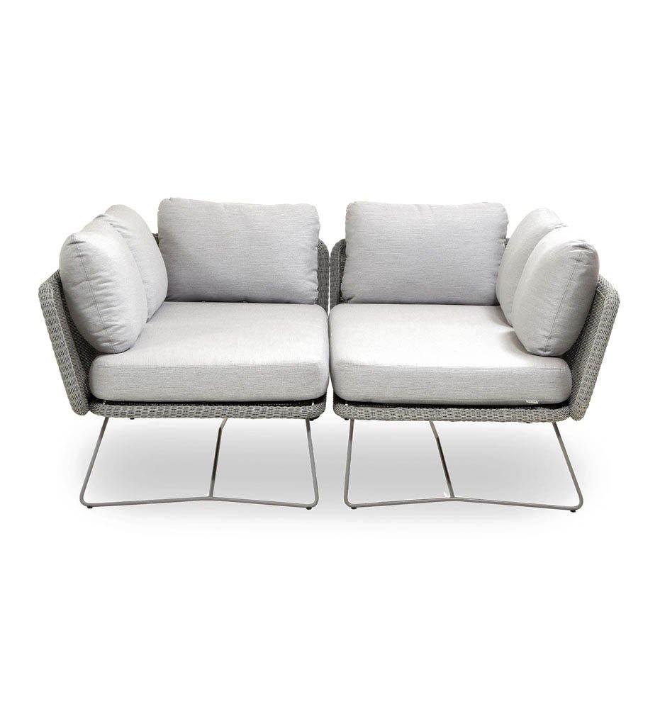 Cane-line Horizon Outdoor 2 Seater Sofa Sectional Right Arm with Light Grey All Weather Weave and Light Grey Cushions 125506LISL