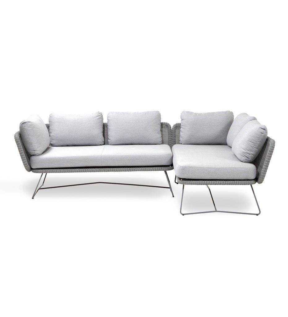 Cane-line Horizon Outdoor 2 Seater Sofa Sectional Right Arm with Light Grey All Weather Weave and Light Grey Cushions 125506LISL