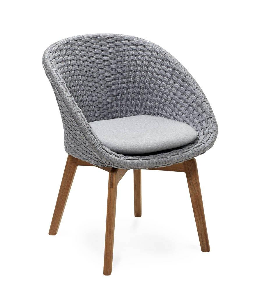 Cane-Line Peacock Arm Chair w/ Teak Legs-Outdoor 5454ROLGT_5454YSN96