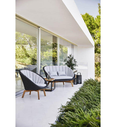 lifestyle, Cane-line Peacock 2 Seater Grey Rope Outdoor Sofa with Teak Legs
