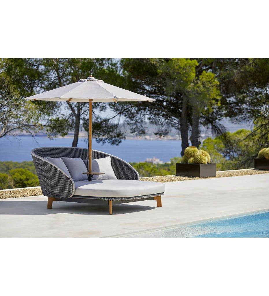 lifestyle, Cane-line Peacock Grey/Light Grey All Weather Weave Outdoor Daybed with Light Grey Cushions 5561GIT
