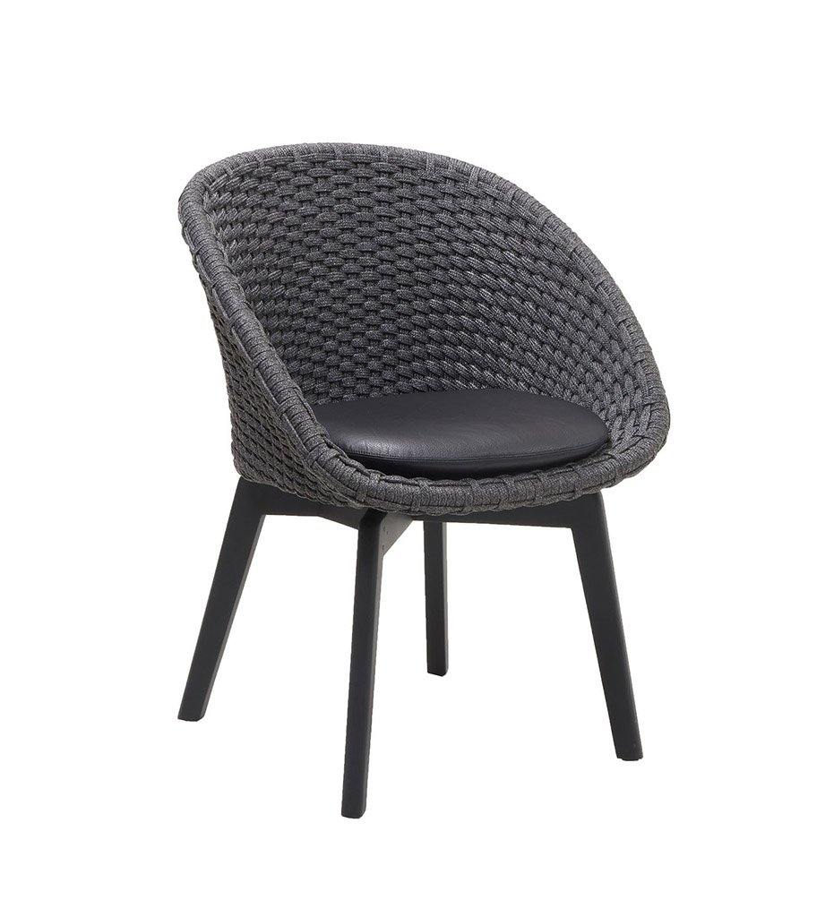 Cane-Line Peacock Arm Chair w/ Teak Legs-Indoors,image:Black Teak-Dark Grey Rope RODGST # 7454RODGST