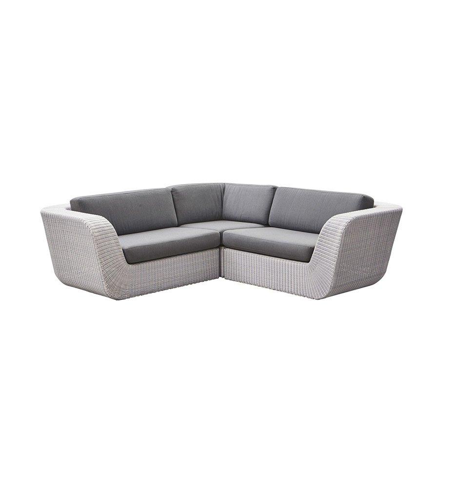 Cane-line Savannah 2 Seater Outdoor Sofa - Left in White Grey All-Weather Weave with Grey Cushions 5541W YS95