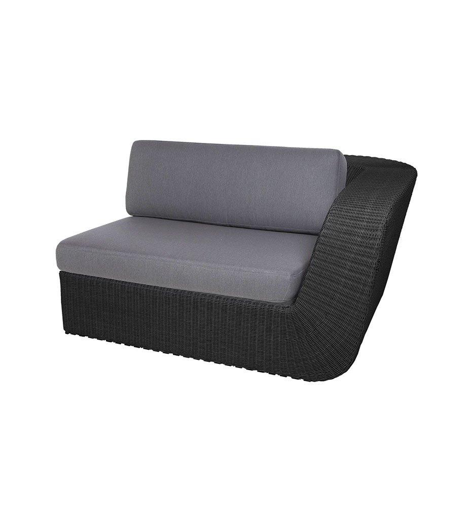 Cane-line Savannah 2 Seater Outdoor Sofa - Left in Black All-Weather Weave with Grey Cushions 5541S YS95