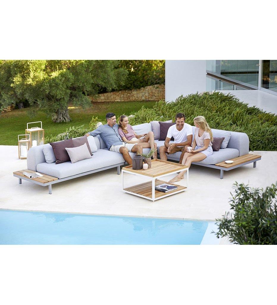 lifestyle, Cane-line Space 2 Seater Outdoor Sectional - Armless/Teak Side Table 6540AITL 6540BC82 P6540SPT