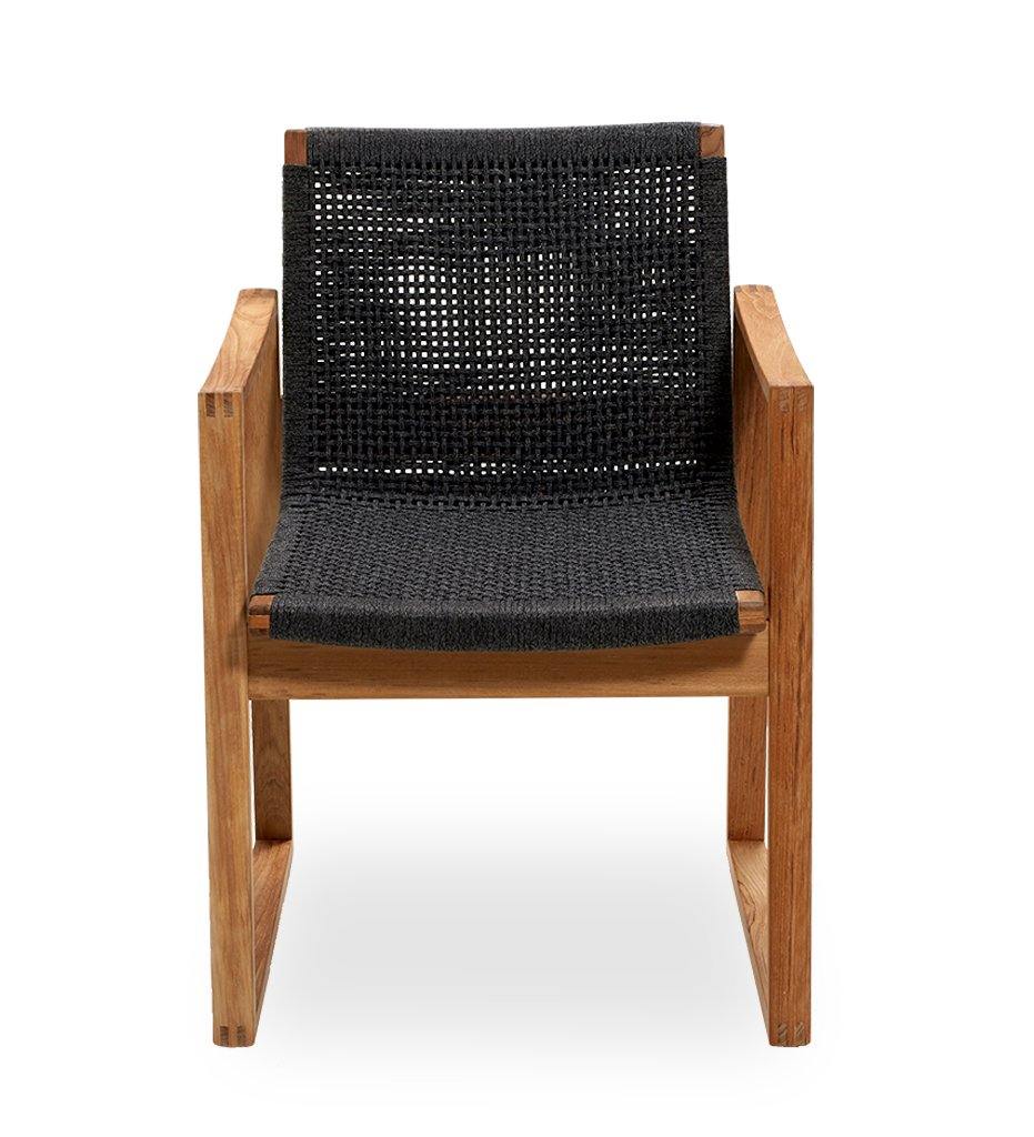 Cane-line Endless Outdoor Dining Arm Chair in Teak and Dark Grey Rope 54501RODGT