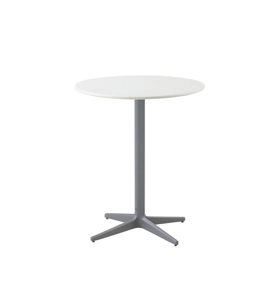 Cane-Line Drop Cafe Table Light Grey Base with 23.7&quot; White Aluminum Top 50400AI+ P061AW