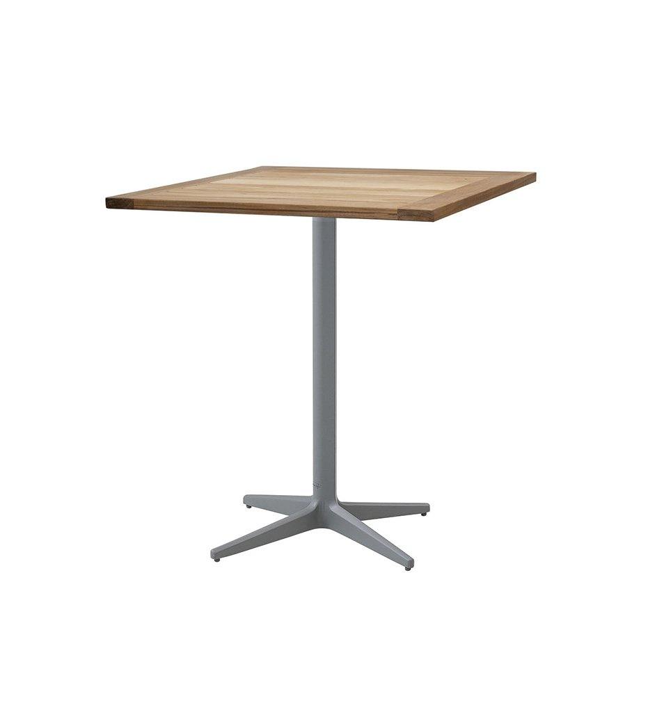 Cane-Line Drop Cafe Table Light Grey Base with 28.4" Square Teak Top 50400AI+P064T