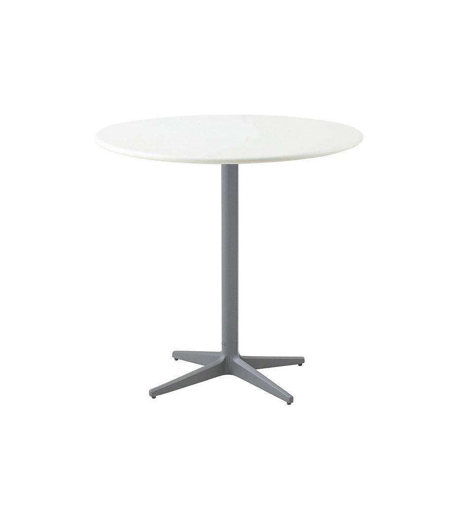 Cane-Line Drop Cafe Table Light Grey Base with 31.5&quot; White Aluminum Top 50400AI+P065AW