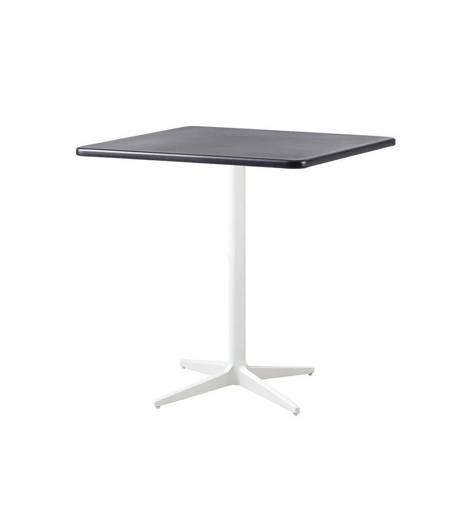 Cane-Line Drop Cafe Table White Base with 29.6&quot; Square Lava Grey Aluminum Top 50400AW+P046AL
