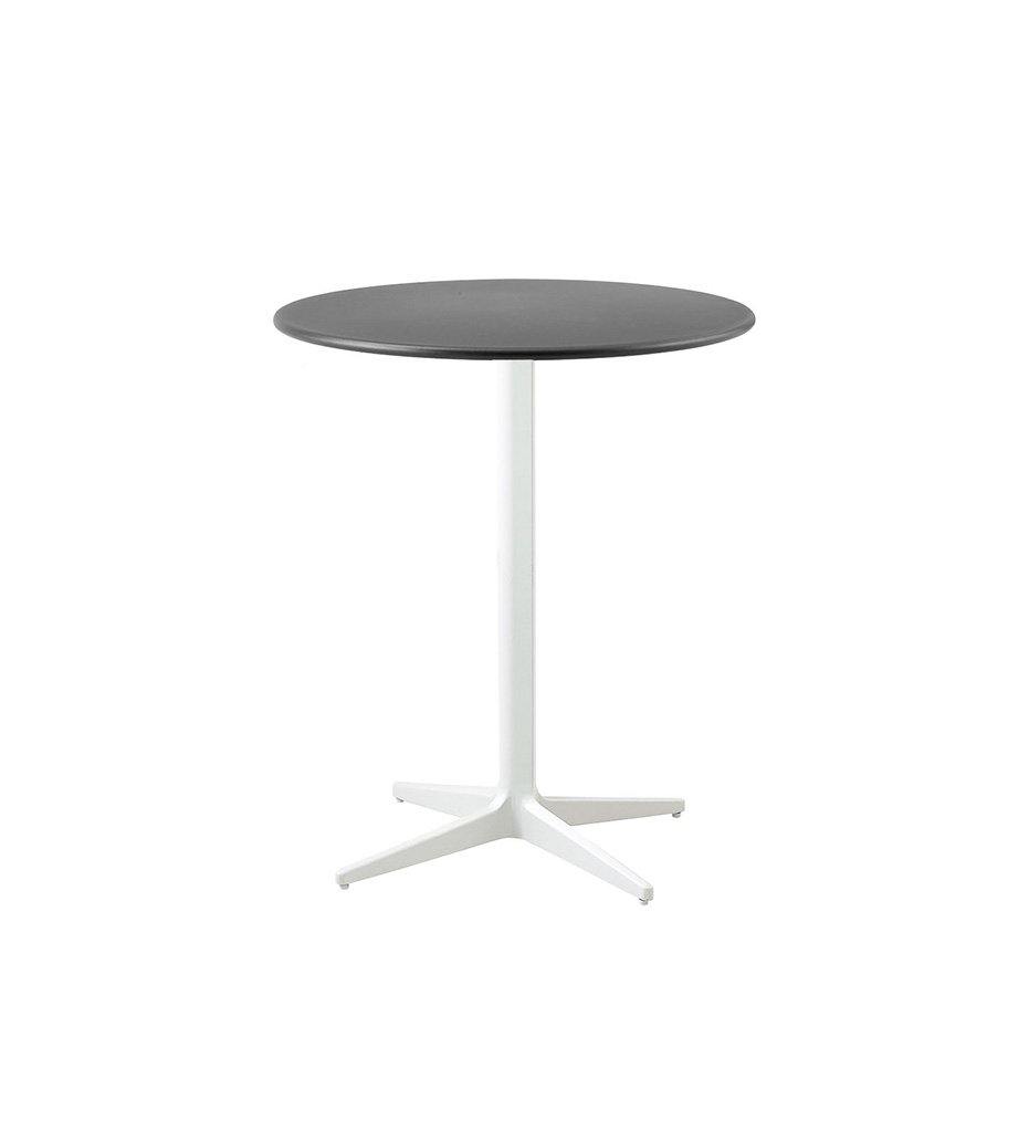 Cane-Line Drop Cafe Table White Base with 23.7&quot; Lava Grey Aluminum Top 50400AW_P061AL