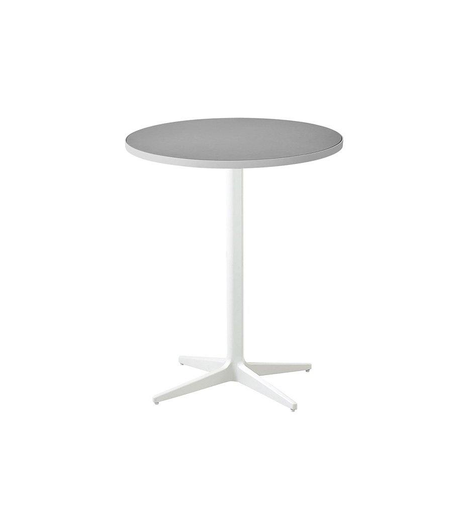 Cane-Line Drop Cafe Table White Base with 23.7&quot; Light Grey Aluminum/Ceramic Top 50400AW+P061AWTII