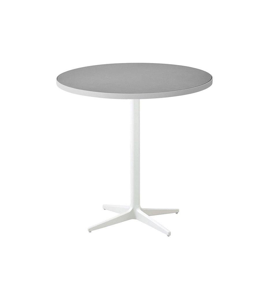 Cane-Line Drop Cafe Table White Base with 29.6&quot; Light Grey Aluminum/Ceramic Top 50400AW+P072AWTII