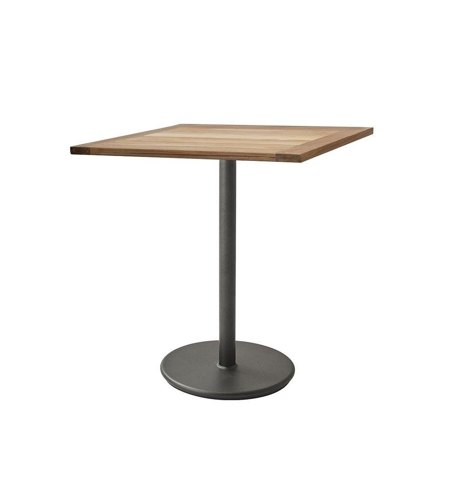 Cane-Line Go Cafe Table Lava Grey Base with Square 28.4" Teak Top 5042AL_P064T