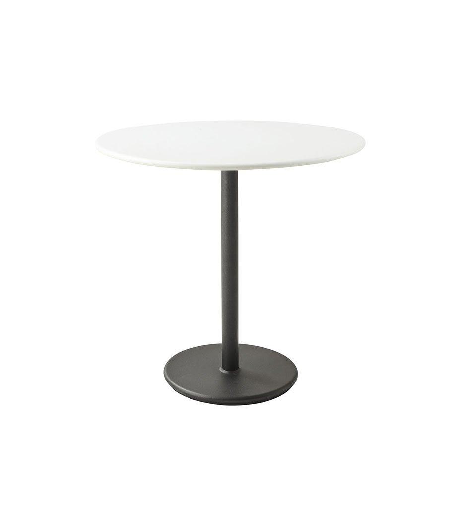 Cane-Line Go Cafe Table Lava Grey Base with Round 31.5&quot; White Aluminum Top 5042AL_P065AW