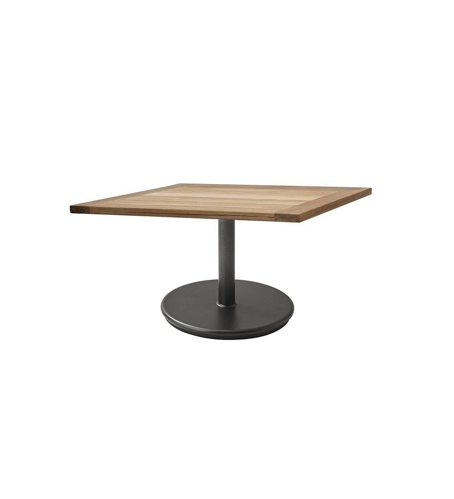Cane-Line Go Low Cafe Table Lava Grey Base with Square 28.4&quot; Teak Top 5043AL_P064T