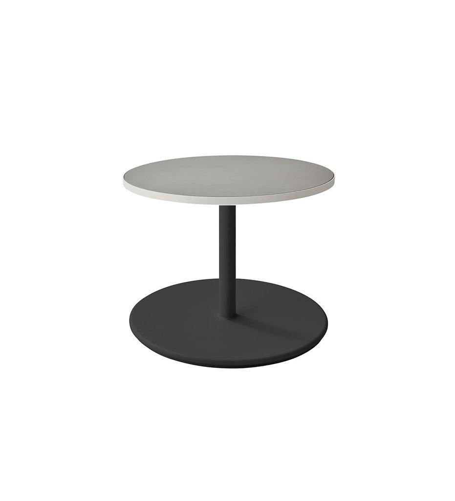 Cane-Line Go Low Cafe Table Lava Grey Base with Round 23.7&quot; Light Grey Aluminum/Ceramic Top 5044AL_P061AW