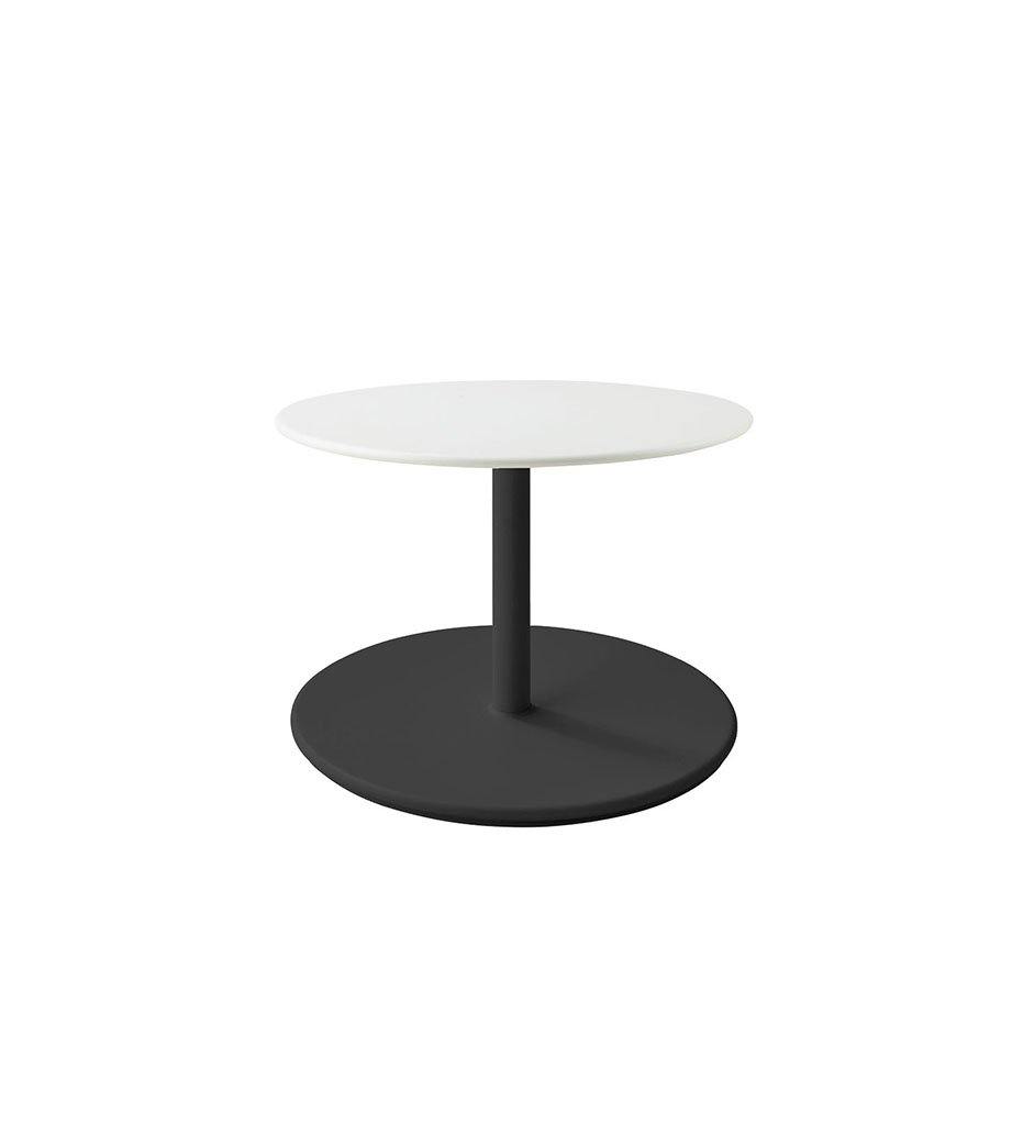 Cane-Line Go Low Cafe Table Lava Grey Base with Round 23.7&quot; White Aluminum Top 5044AL_P061AW
