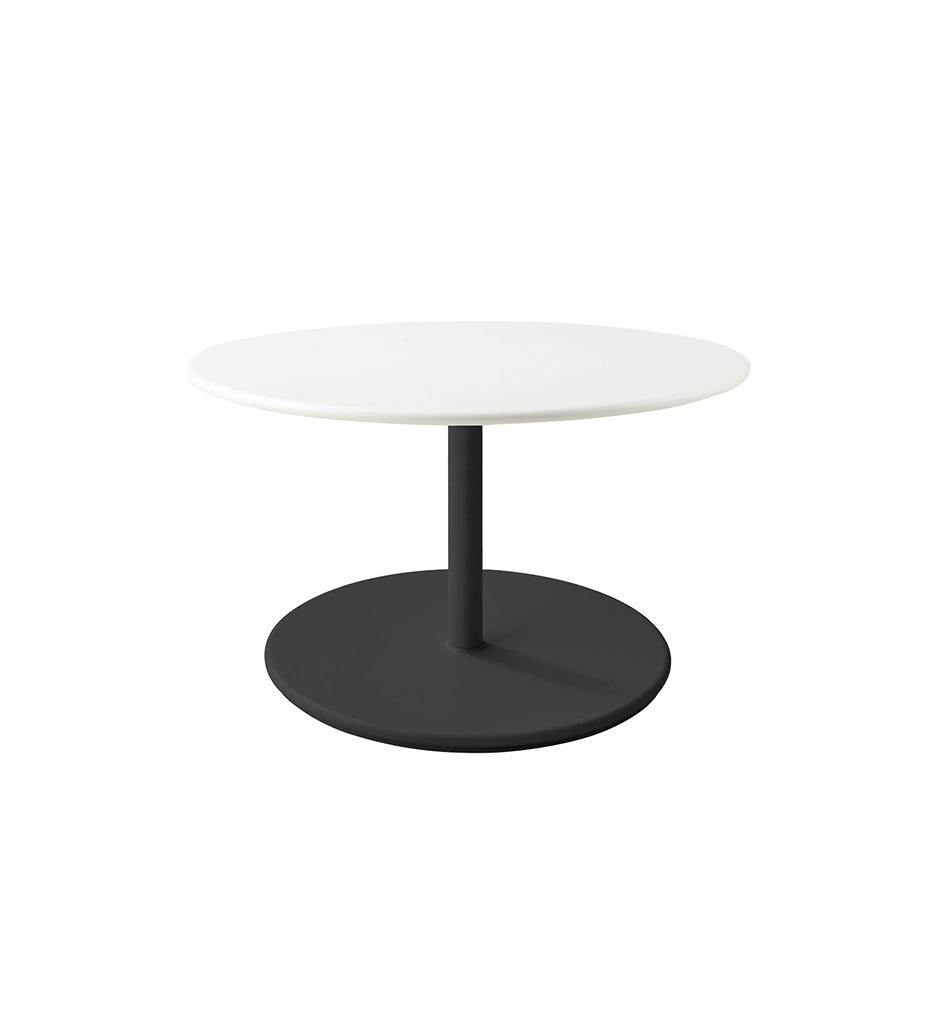 Cane-Line Go Low Cafe Table Lava Grey Base with Round 31.5&quot; White Aluminum Top 5044AL_P065AW
