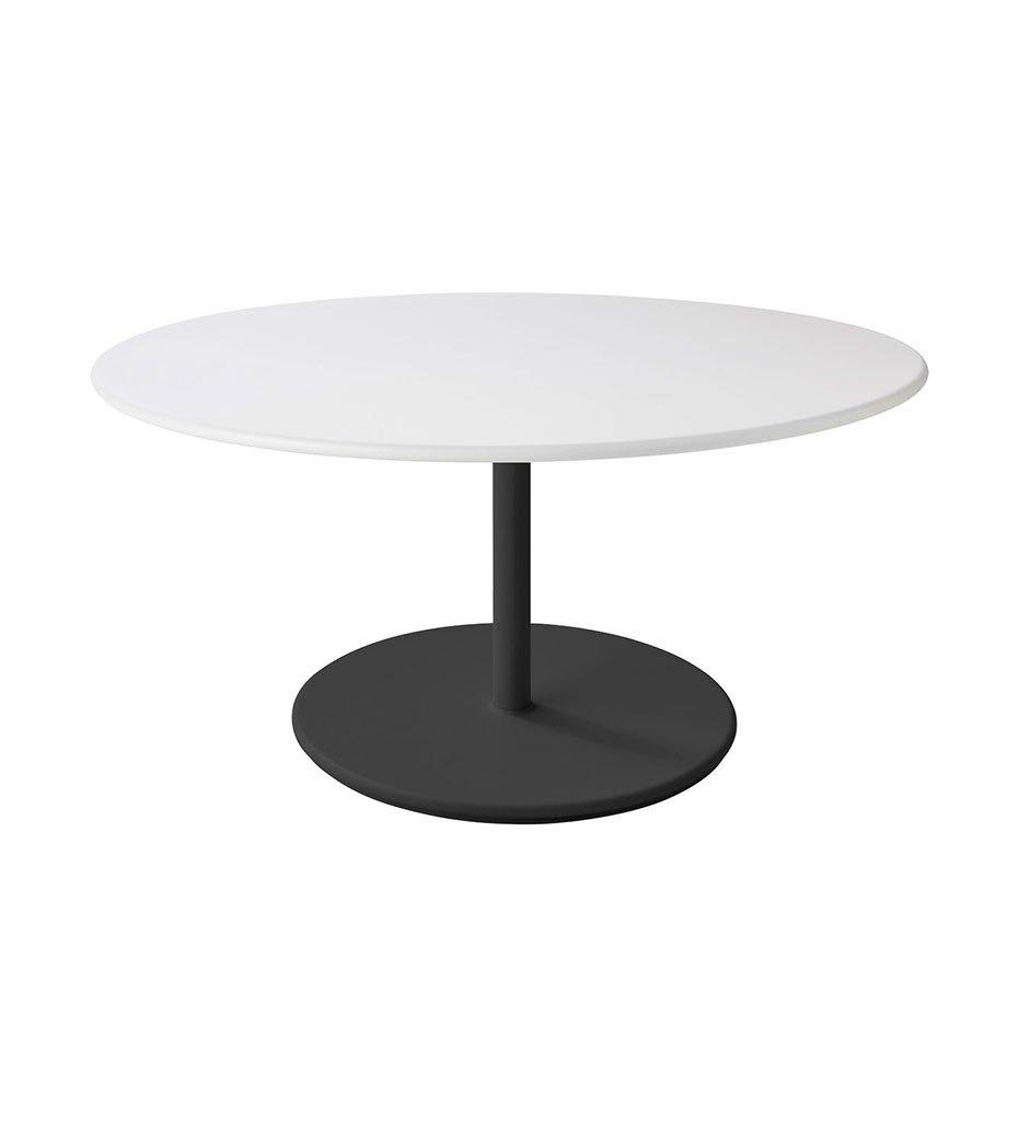 Cane-Line Go Low Cafe Table Lava Grey Base with Round 43.4&quot; White Aluminum Top 5044AL_P068AW