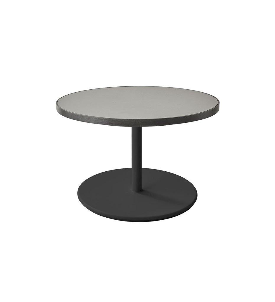Cane-Line Go Low Cafe Table Lava Grey Base with Round 29.6&quot; Light Grey Aluminum/Ceramic Top 5044AL_P072ALTII