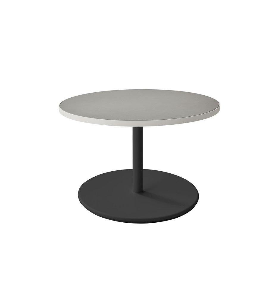 Cane-Line Go Low Cafe Table Lava Grey Base with Round 29.6&quot; Light Grey Aluminum/Ceramic Top 5044AL_P072AWTII