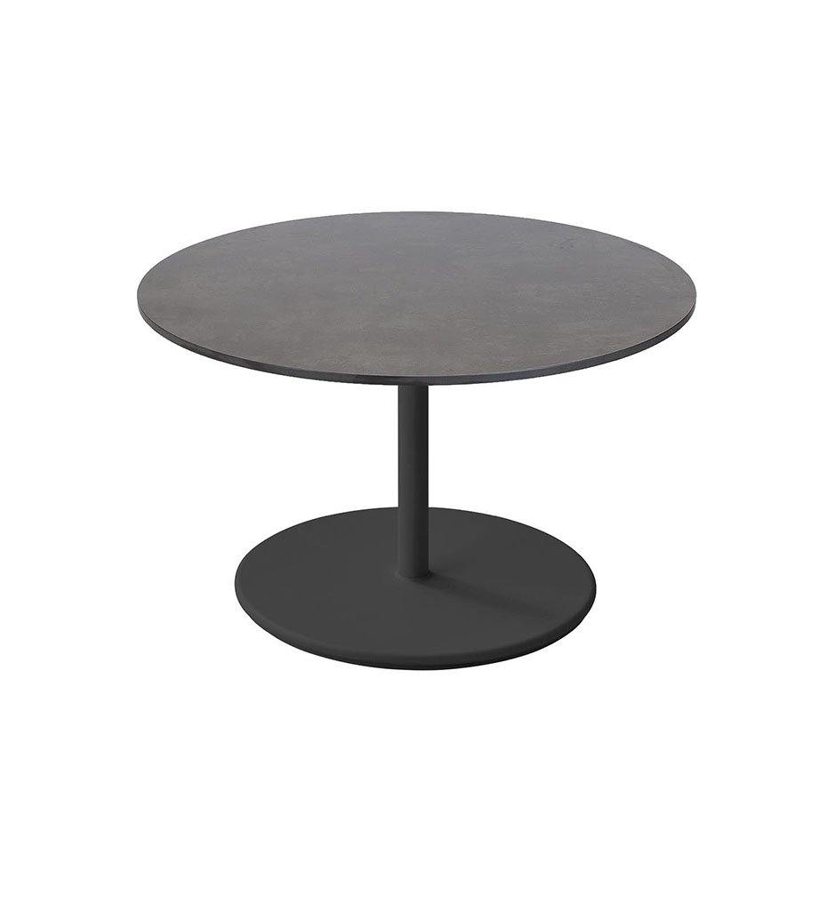 Cane-Line Go Low Cafe Table Lava Grey Base with Round 35.5&quot; Dark Grey HPL Top 5044AL_P90HPSDG