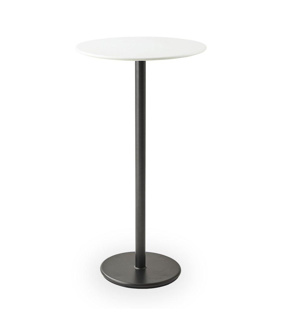 Cane-Line Go Bar Lava Grey Table Base with 23.7&quot; White Aluminum Top 5045AL_P061AW