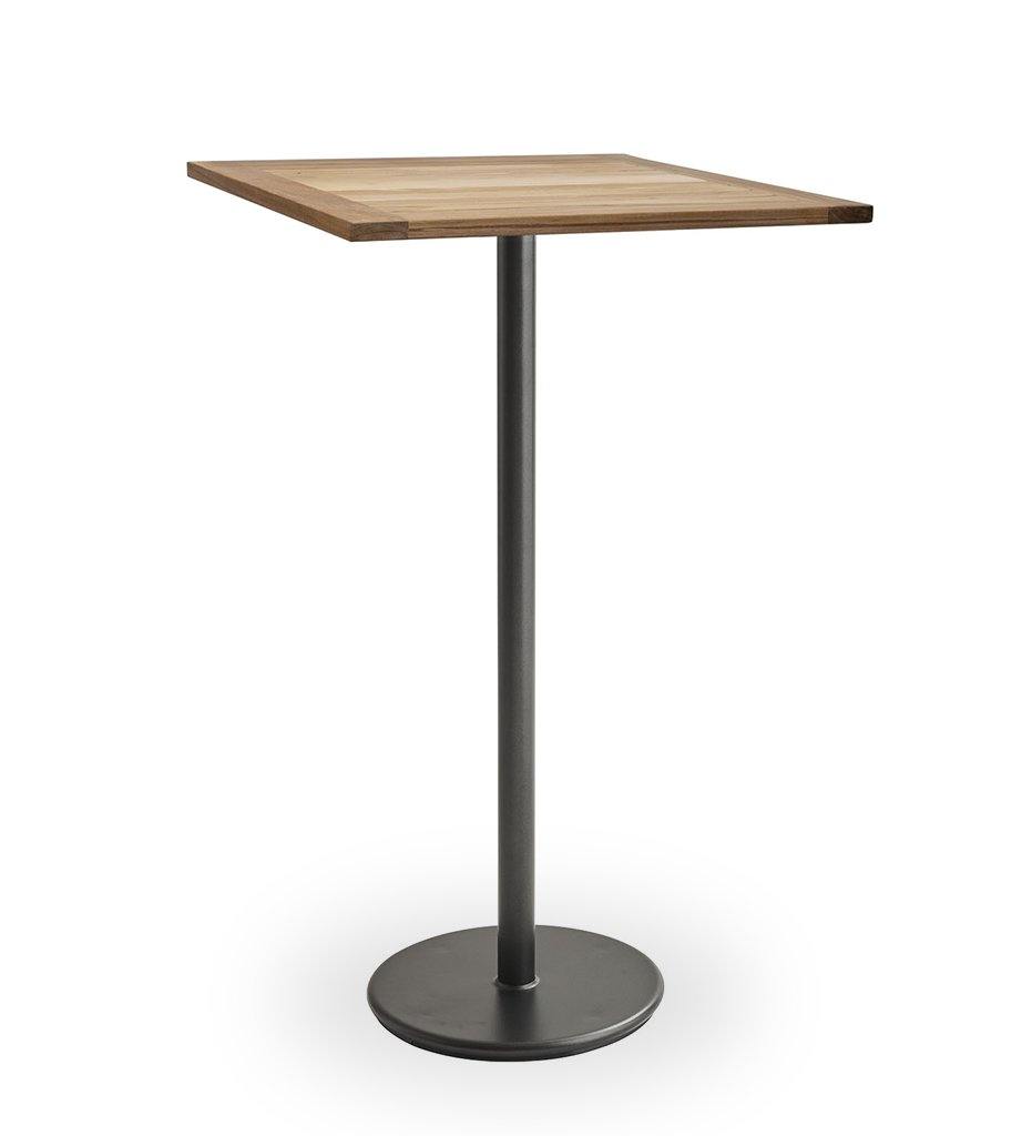 Cane-line Go Lava Grey Aluminum Outdoor Bar Table with 28.4&quot; Square Teak Top-5045AL+ P064T