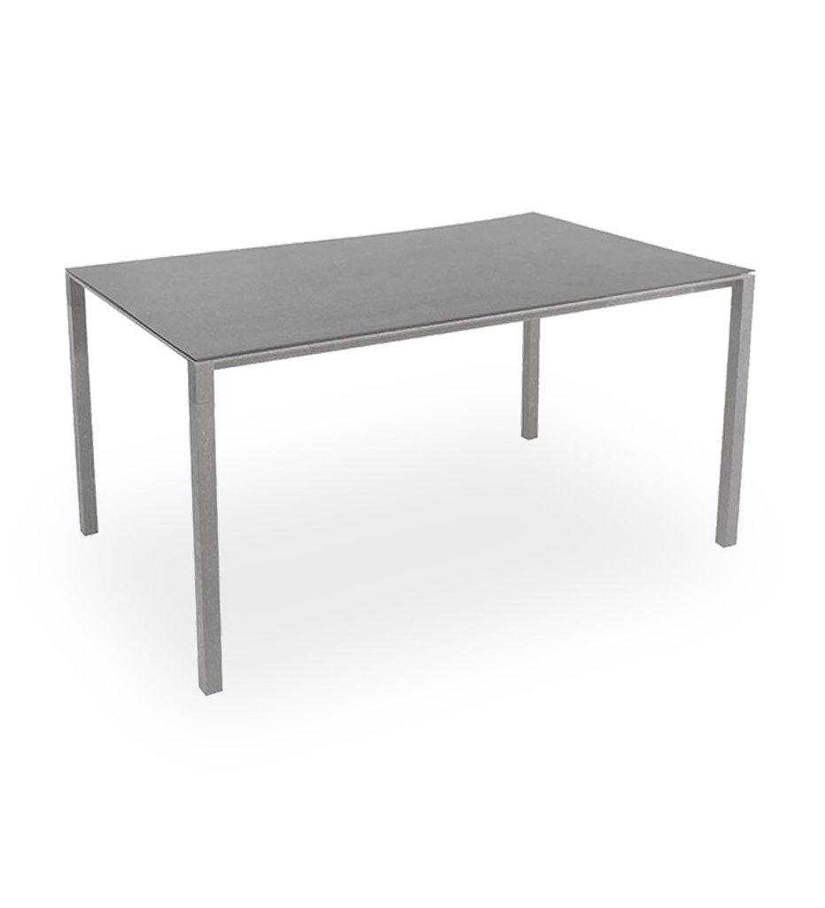 Cane-Line Pure Dining Table-Rectangular-Small Light Grey frame with Basalt Grey Ceramic Top 5080AI_P150X90CA