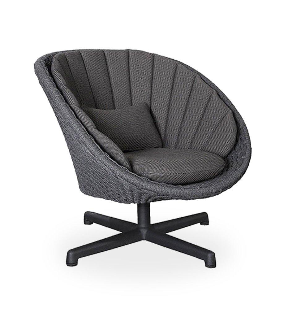Cane-Line Peacock Lounge Chair with Swivel - Rope,image:Dark Grey Focus YN145 # 5458YN145