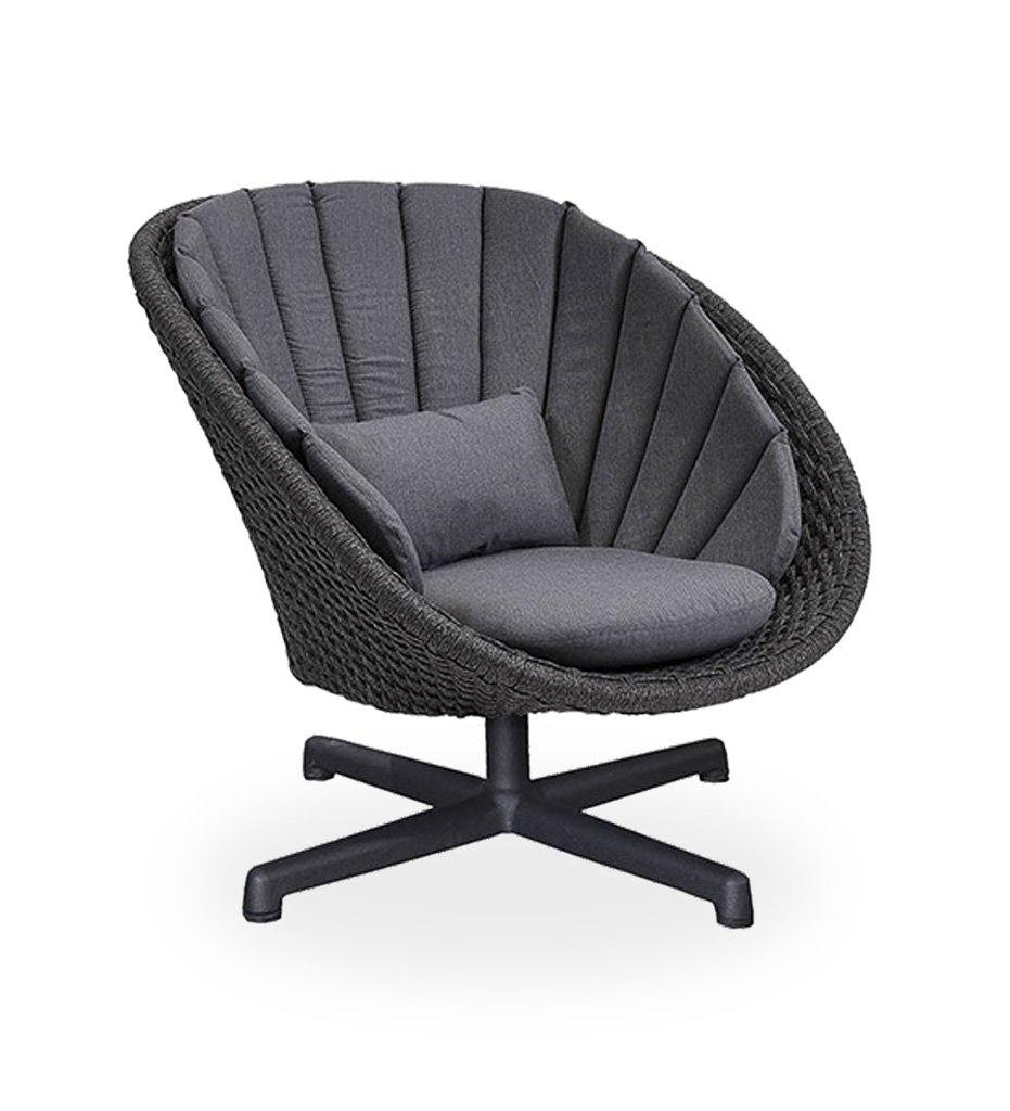 Cane-Line Peacock Lounge Chair with Swivel - Rope,image:Grey Natte YSN95 # 5458YSN95