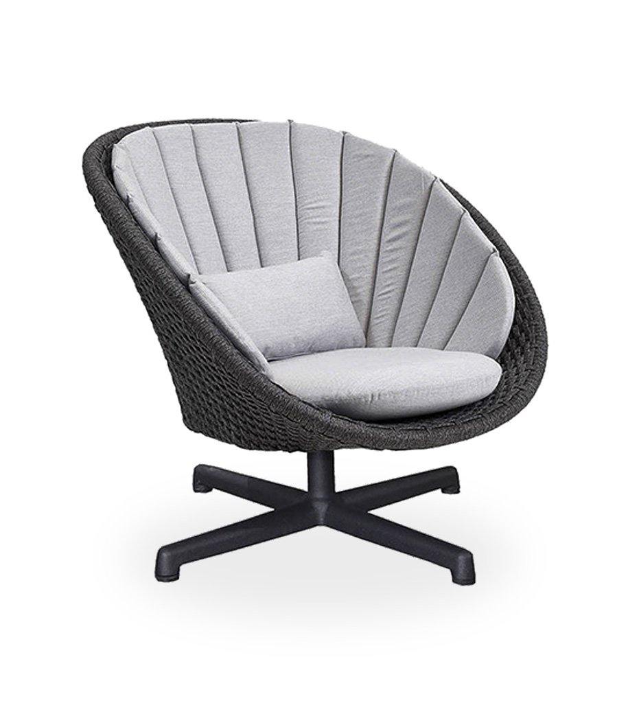 Cane-Line Peacock Lounge Chair with Swivel - Rope,image:Light Grey Natte YSN96 # 5458YSN96