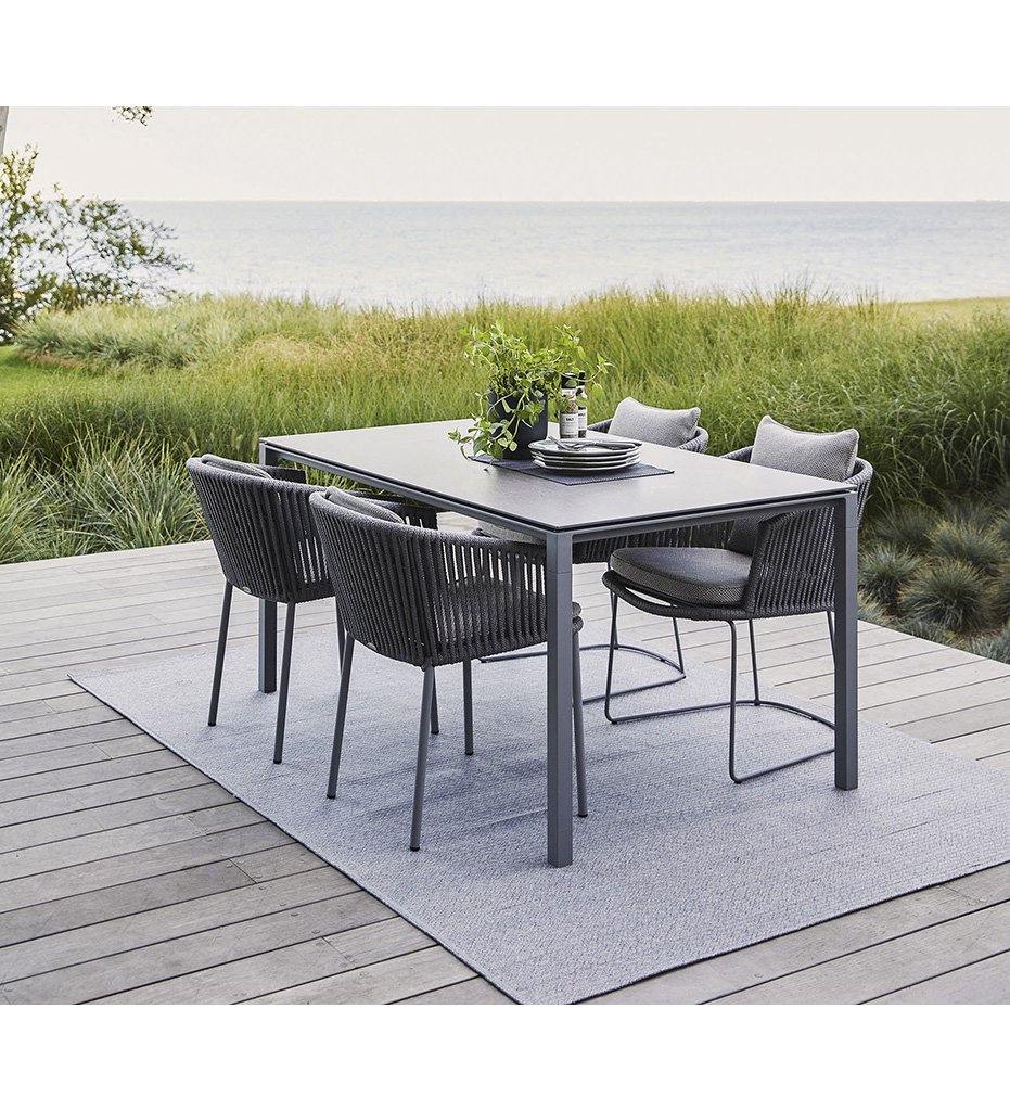 Cane-Line Pure Dining Table-Rectangular-Small Light Grey frame with Basalt Grey Ceramic Top 5080AI_P150X90CA