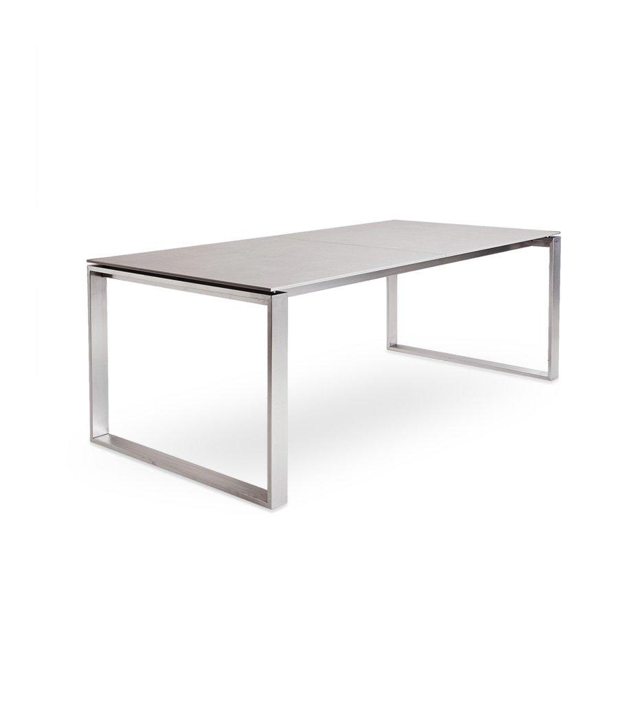 Cane-line Edge Extension Stainless Steel Base Outdoor Dining Table with Concrete Grey Ceramic Top 5032ST