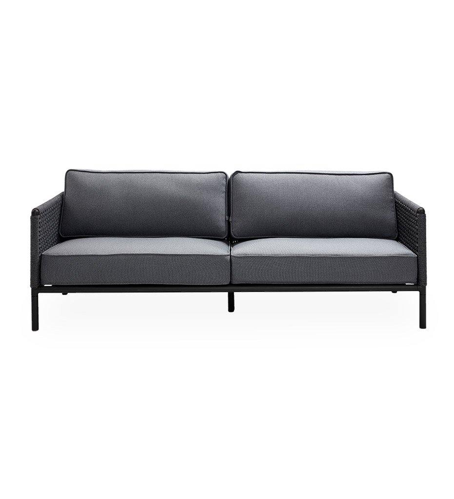 Cane-Line Encore 3 Seater Outdoor Sofa in Lava Grey Frame with Dark Grey Soft Rope,image:Lava Grey-Dark Grey ALAIG # 5570ALAIG