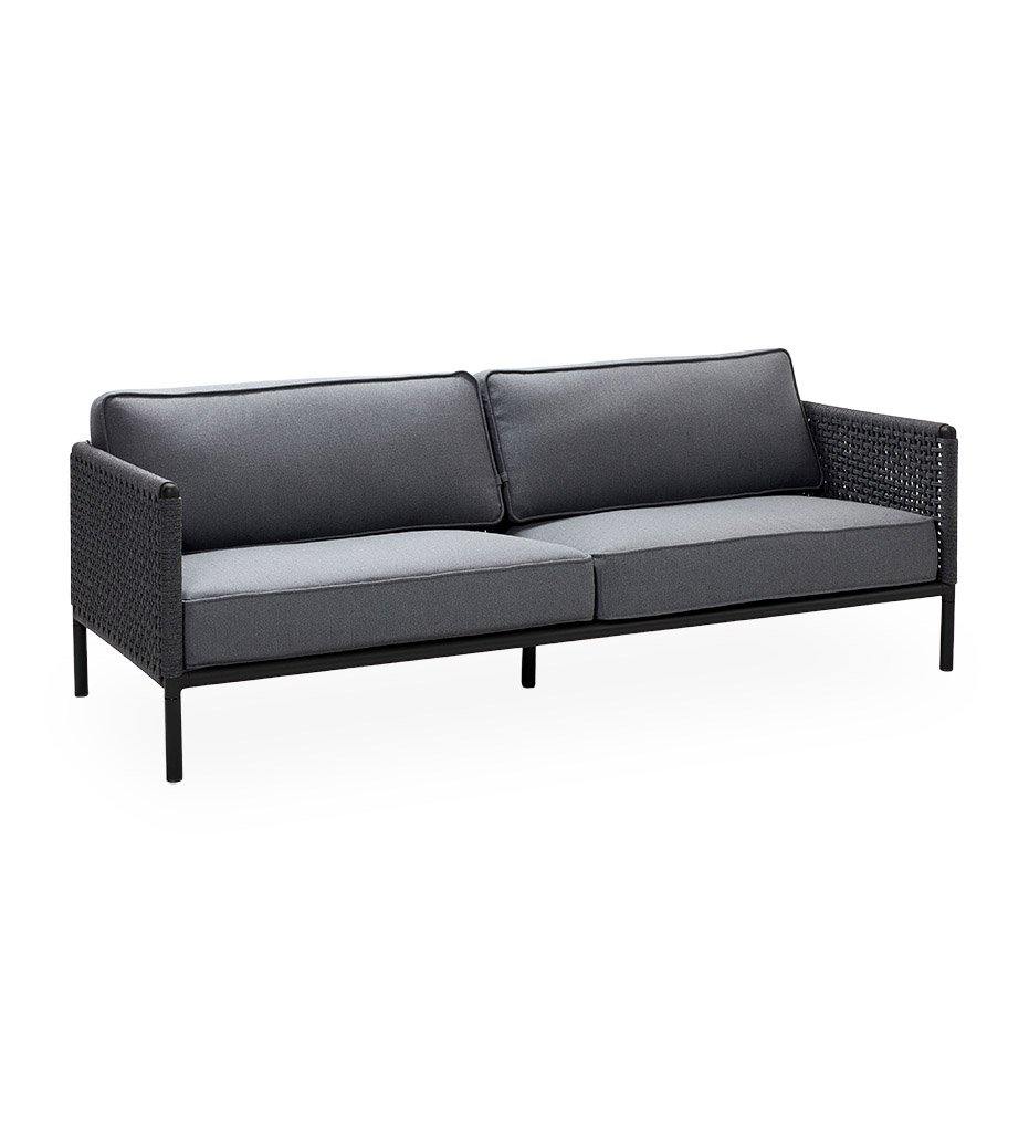 Cane-Line Encore 3 Seater Outdoor Sofa in Lava Grey Frame with Dark Grey Soft Rope 5570ALAIG