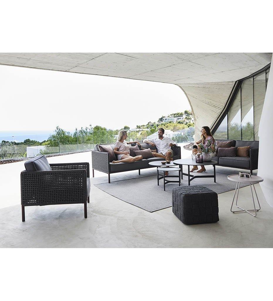 Lifestyle, Cane-Line Encore Outdoor Lounge Chair in Lava Grey Frame with Dark Grey Soft Rope 5470ALAIG
