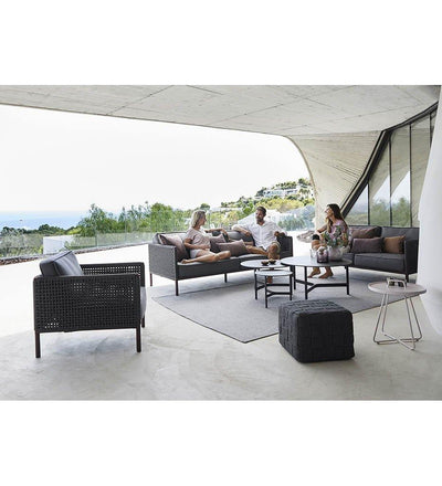lifestyle, Cane-Line Encore 2 Seater Outdoor Sofa in Lava Grey Frame with Dark Grey Soft Rope 5571ALAIG