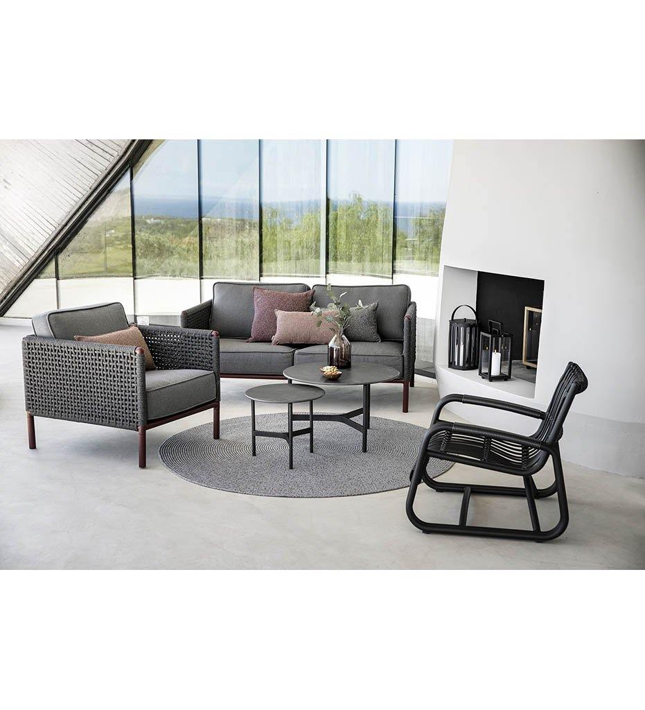 Cane-Line Encore 2 Seater Outdoor Sofa in Bordeaux Frame with Dark Grey Soft Rope 5571BRAIG