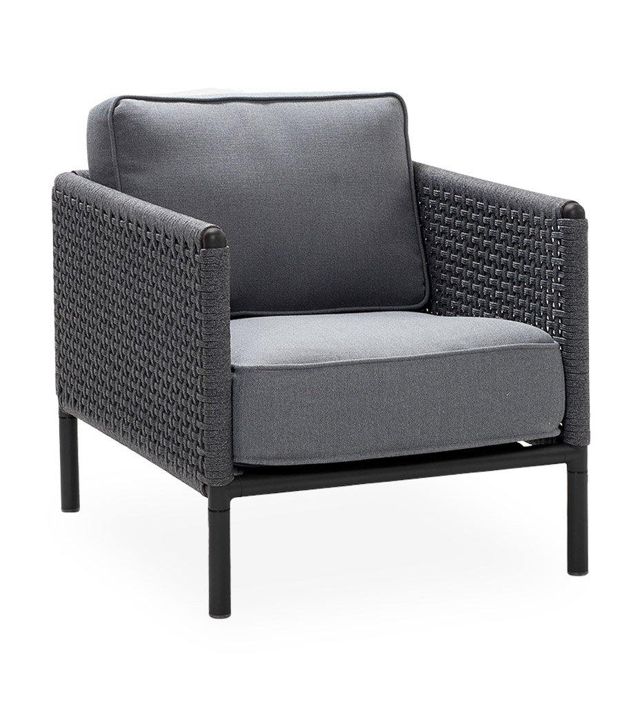 Cane-Line Encore Outdoor Lounge Chair in Lava Grey Frame with Dark Grey Soft Rope,image:Lava Grey-Dark Grey ALAIG # 5470ALAIG