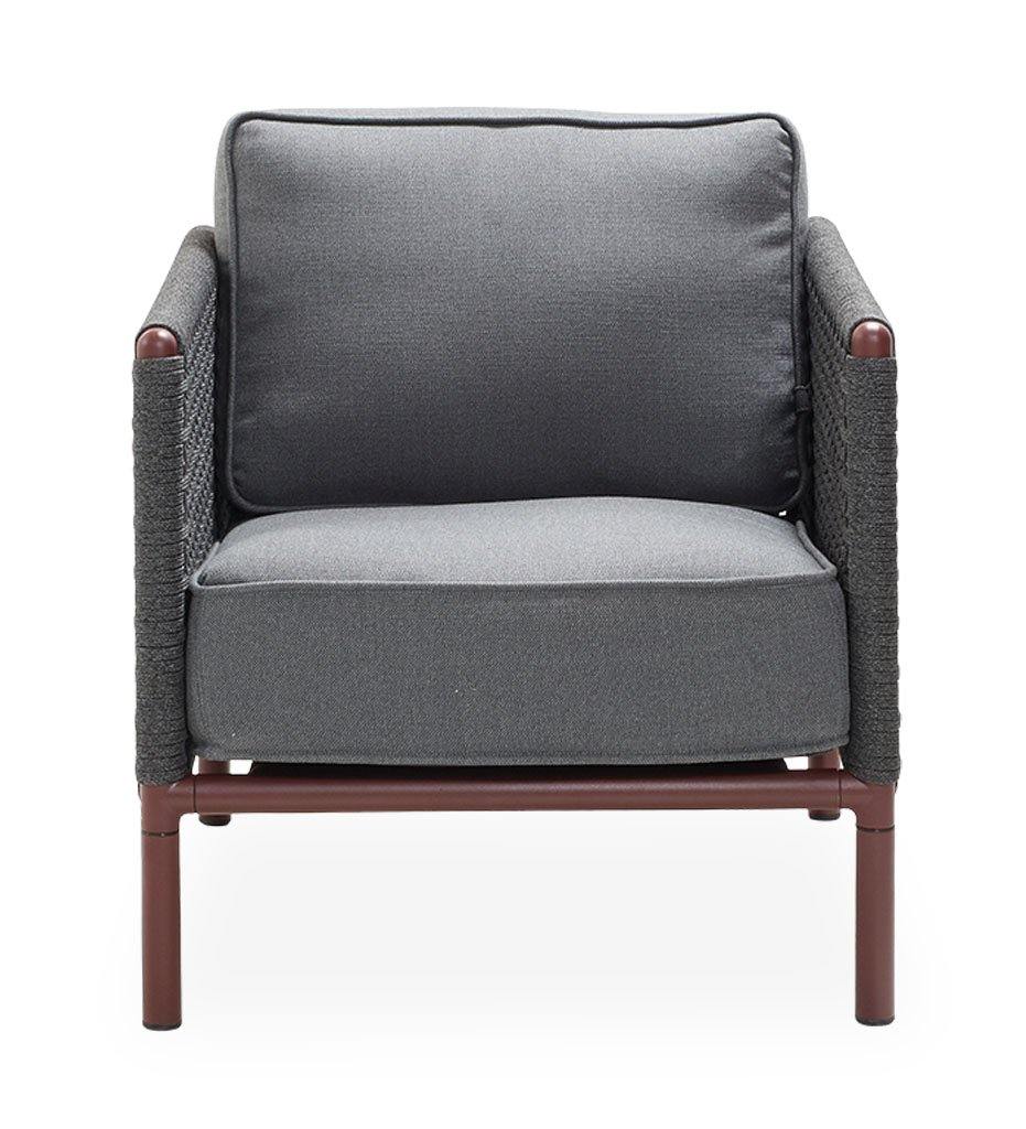 Cane-Line Encore Outdoor Lounge Chair in Bordeaux Dark Grey Frame with Dark Grey Soft Rope 5470BRAIG