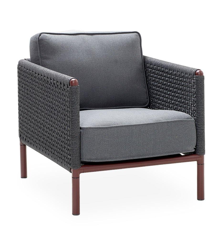 Cane-Line Encore Outdoor Lounge Chair in Bordeaux Dark Grey Frame with Dark Grey Soft Rope,image:Bordeaux-Dark Grey BRAIG # 5470BRAIG