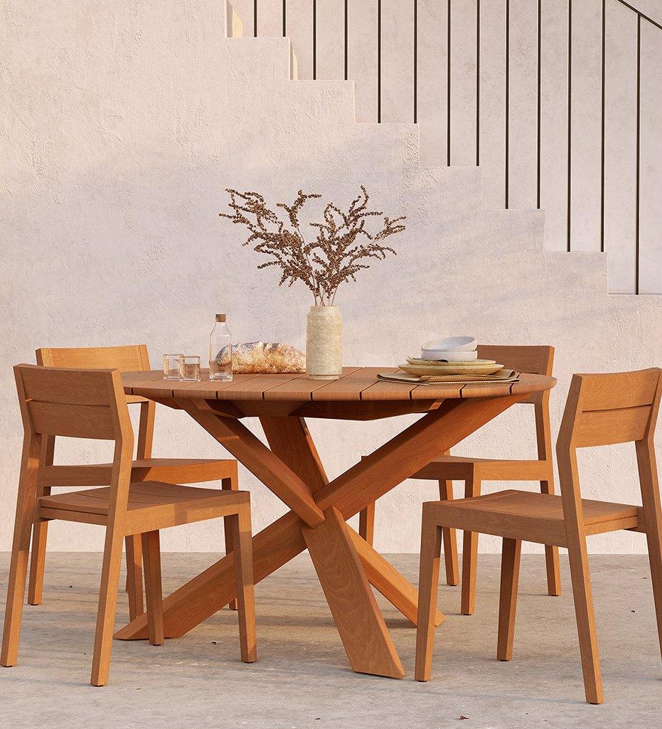Teak Circle Outdoor Dining Table - 54 inch